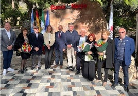 Discoverers and officials at the cave on Sunday 12 January.