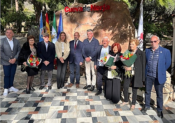 Discoverers and officials at the cave on Sunday 12 January.