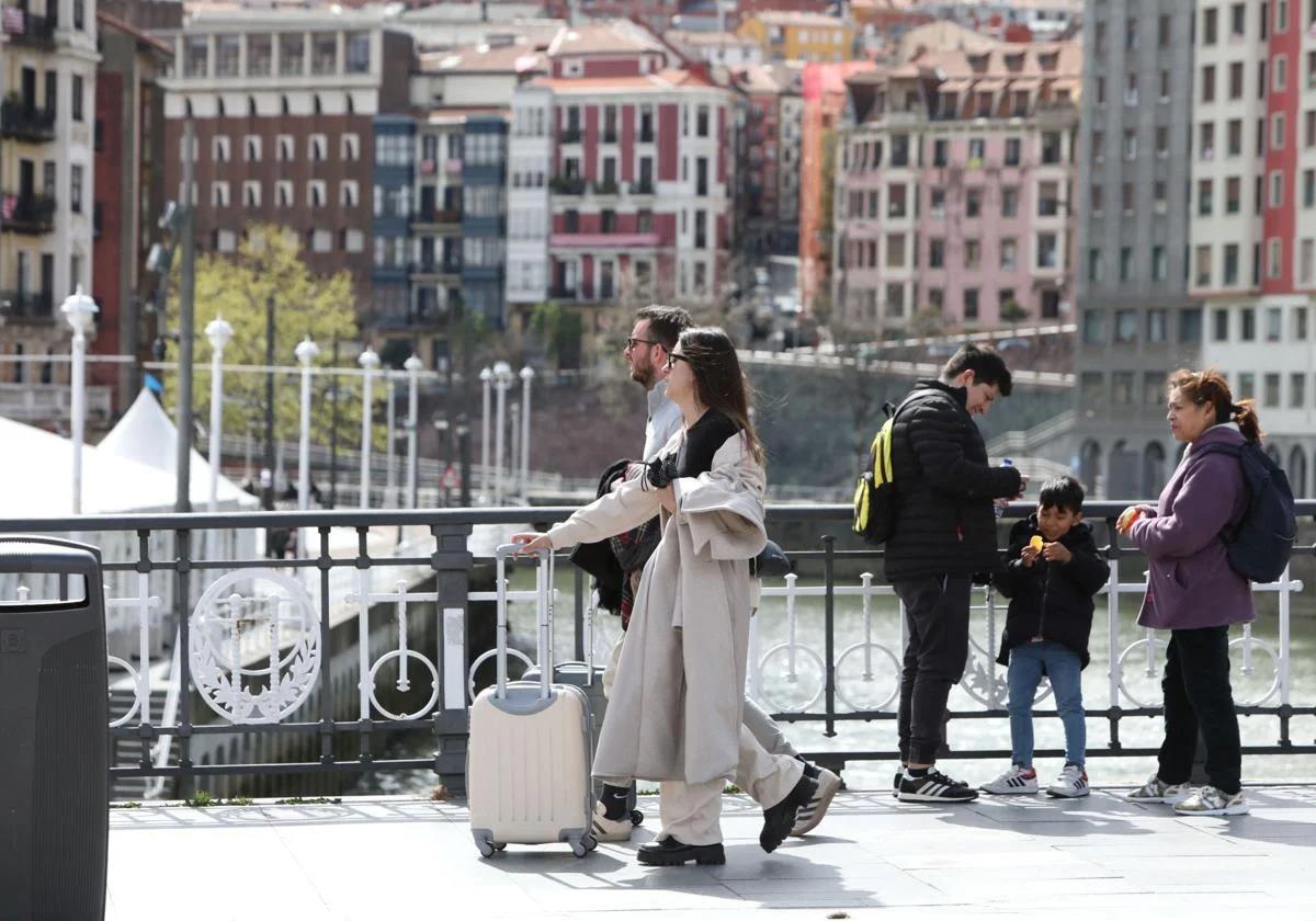 Tourists in Bilbao.