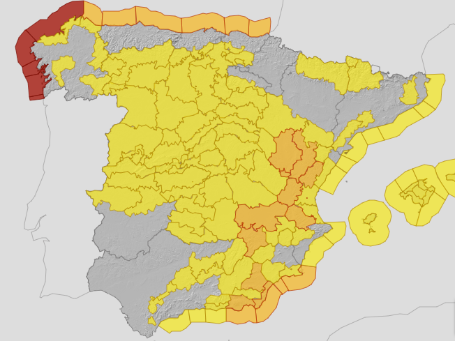 Weather warnings across Spain this Monday, 27 January 2025.