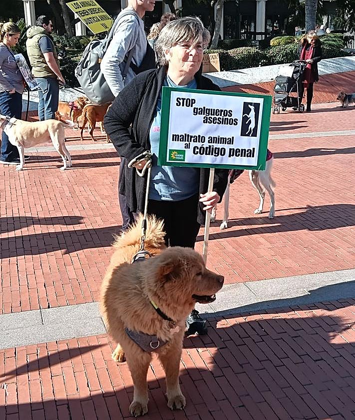 Imagen secundaria 2 - Hundreds of demonstrators say 'No' to hunting by staging protest in Malaga: 'We are the voice of those that don't have one'