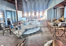 View of the interior of the Willow during the removal of fittings.