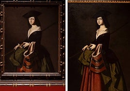 Santa Marina in the original version by Zurbarán (left) and the official copy from his workshop.