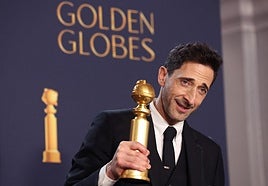 Adrien Brody, winner of Best Performance by a Male Actor in a Motion Picture - Drama for "The Brutalist" at the 82nd Golden Globe Awards.