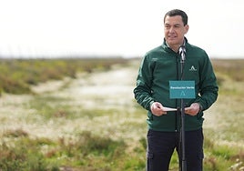 Junta president Juanma Moreno on the land just acquired by the regional government.