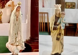 Images of the two statues, Fátima on the left and Carmen on the right.