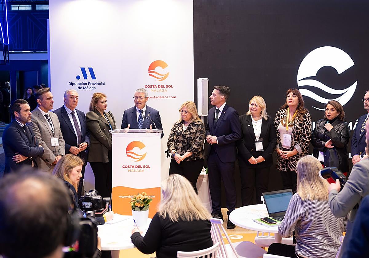 The president of Turismo Costa del Sol, Francisco Salado, speaking in Berlin.