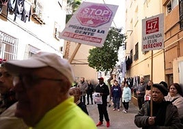 Protests against a home eviction in Malaga.