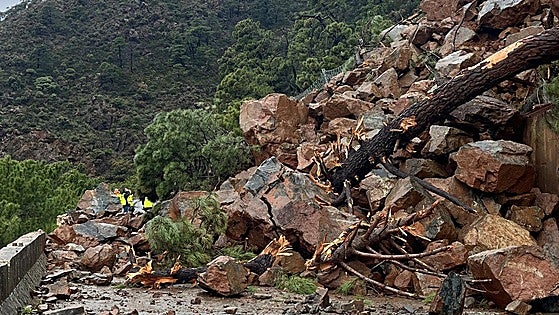 Junta speeds up procedures to repair Ronda-San Pedro road after major landslide, but without giving a reopening date