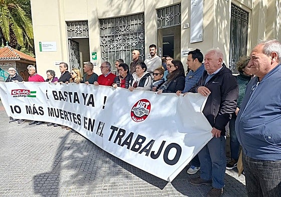 Trade union members at the protest in Malaga city on Tuesday.