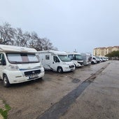 Motorhomes at the fairgrounds in Fuengirola.