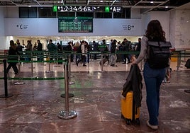 People at Barcelona-Sants station.