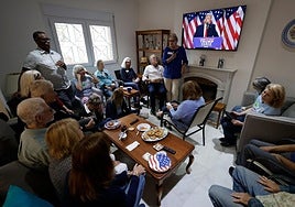 The Malaga branch of Democrats Abroad, meeting on the day of the American elections.