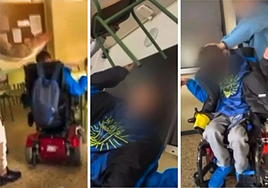 Three stills from the video of the alleged assault at the public secondary school in Santander.