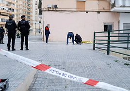 Police at the scene on Tuesday morning.