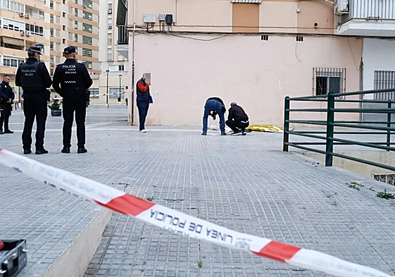 Police at the scene on Tuesday morning.