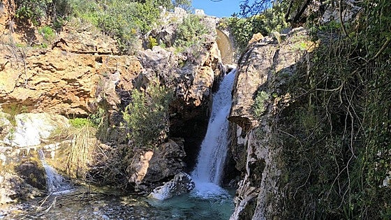 The Barranco Blanco trail, a path that takes you to a series of large waterfalls in the Guadalhorce valley