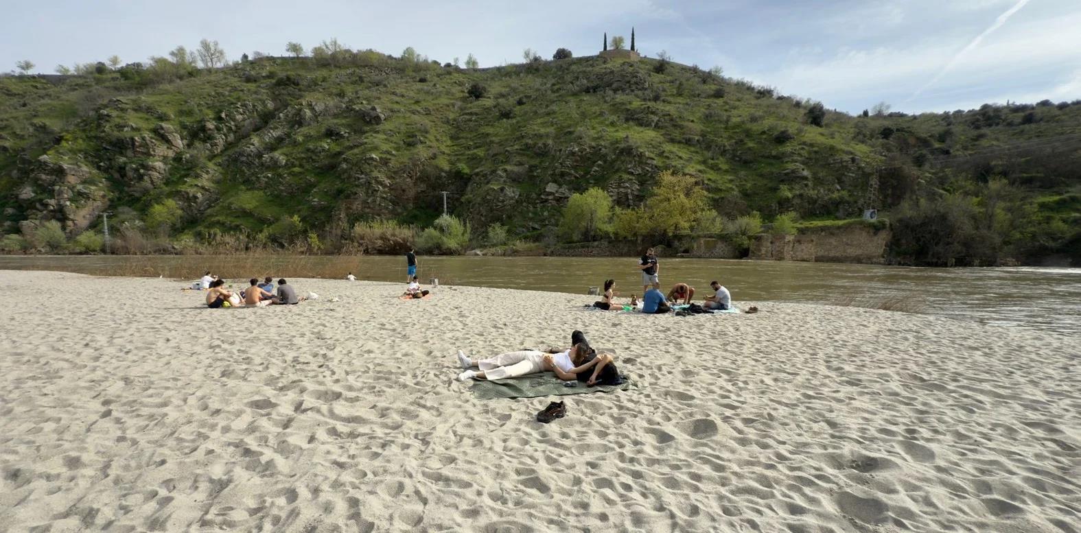 The beach that has sprung up in Toledo.