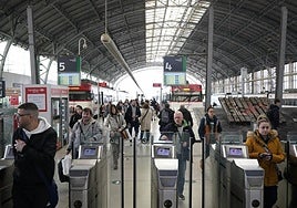 Ticket barriers at Abando railway station in Bilbao.