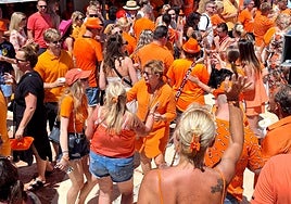 Dutch residents enjoy the party in Torremolinos on Saturday.