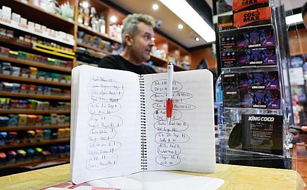Notebook to remember: sales at a tobacco shop on the day of the great blackout.
