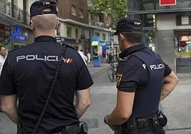 Two National Police officers in Madrid.