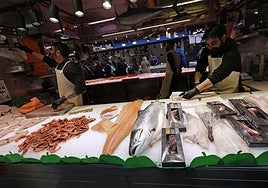 A fish stall in the Atarazanas market.
