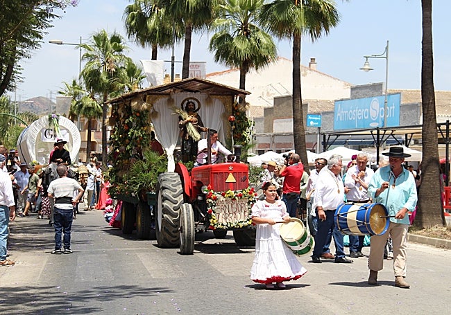 The procession of carts during Sunday's pilgrimage.