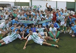 The Antequera players celebrate one of this season's victories with their fans.