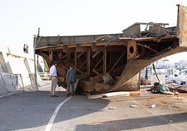 Hull of the Willow, already out of the water.