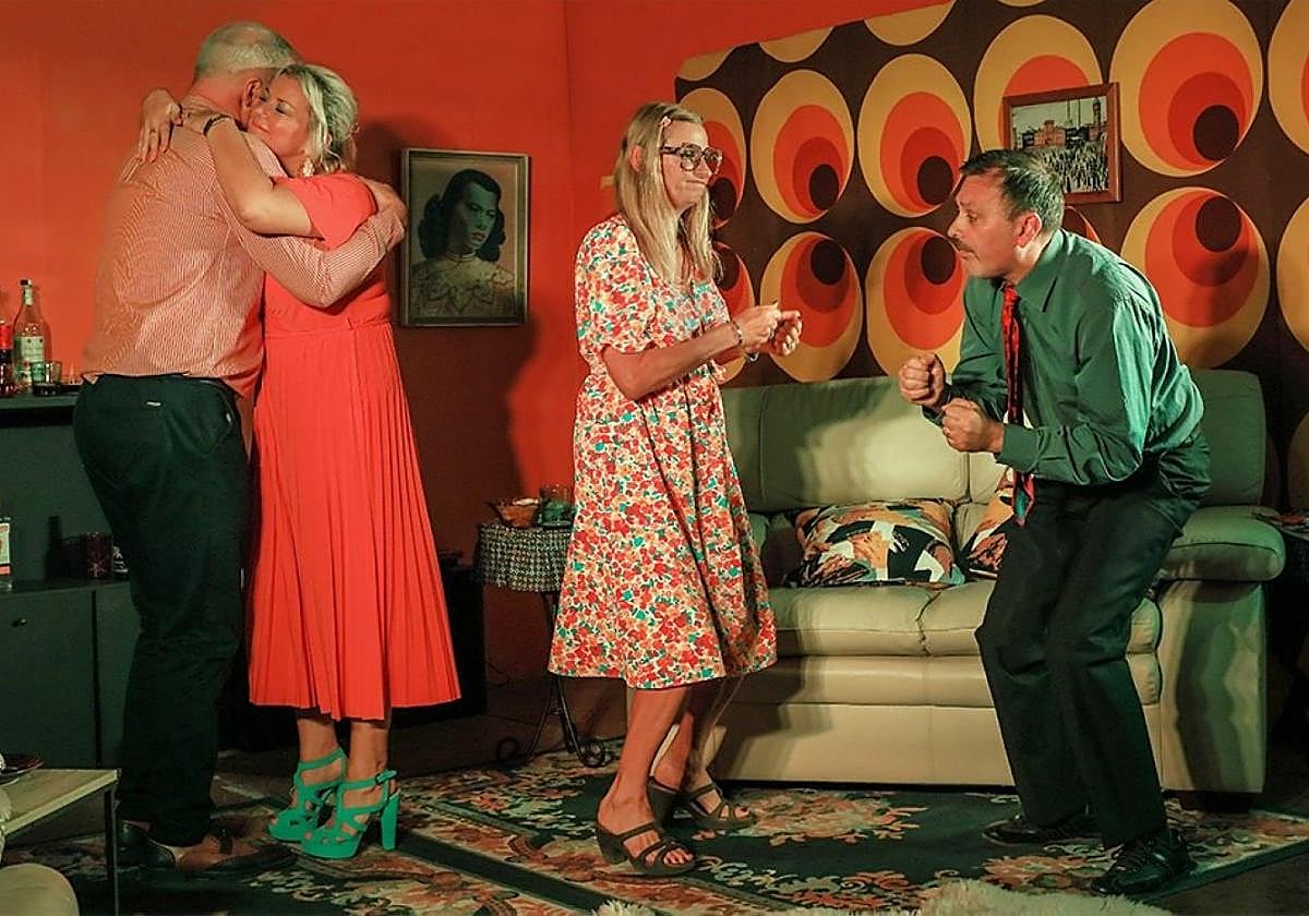 The theatrical group during one of last year's performances.