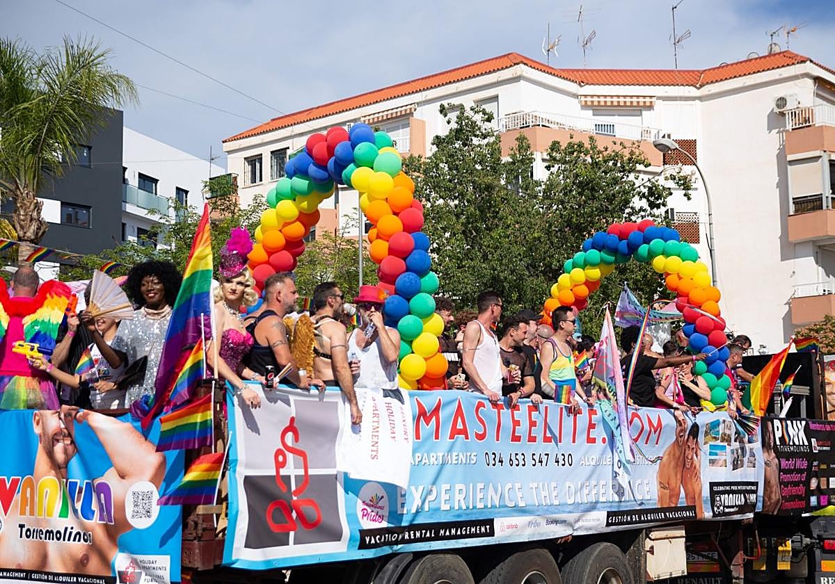 One of the colourful floats at last Year’s Pride in Torremolinos.