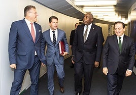 Maroš Šefčovič. Fabian Picardo, David Lammy and José Manuel Albares.