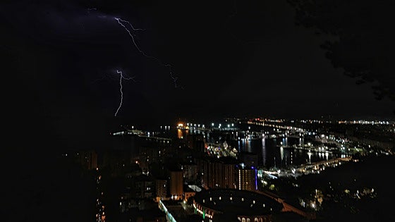 A massive thunderstorm hits the Costa del Sol overnight as Malaga Airport registers record wind gust