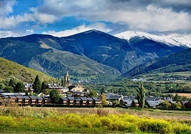 The Spanish village in the middle of France with all its houses made of stone.