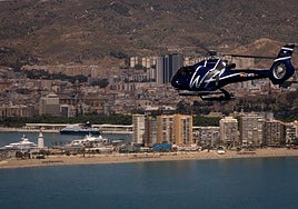 Panoramic view of Malaga city's coastline.