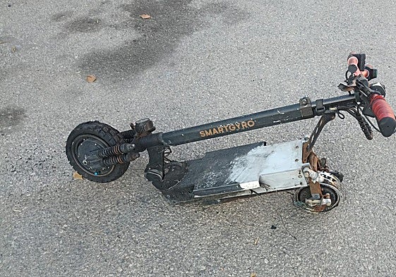 File image of a fire-damaged electric scooter.