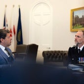 Chief Minister Fabian Picardo with Commissioner Owain Richards.