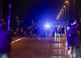 Riot police on Monday night in Torre Pacheco.