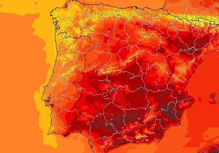 Temperature map for Saturday afternoon.