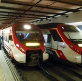 Two trains on the local Cercanías line at the María Zambrano station in Malaga.