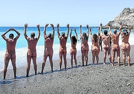 Nudists on Cantarriján beach near La Herradura in Granada province.