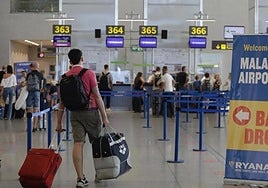 File image of Ryanair check-in desks at Malaga Airport.