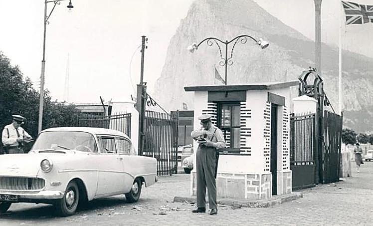 Historic border controls between the Rock of Gibraltar and La Línea in Spain.