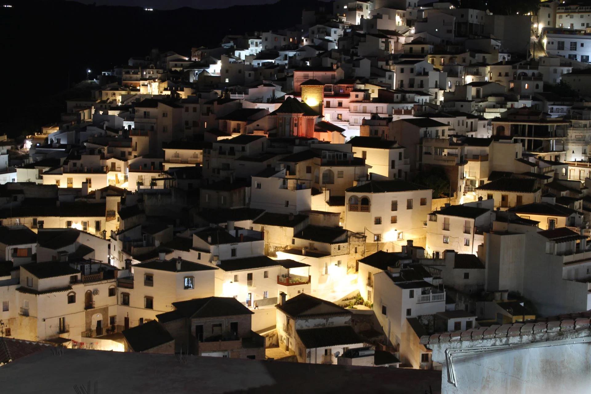 Almáchar old town at night.