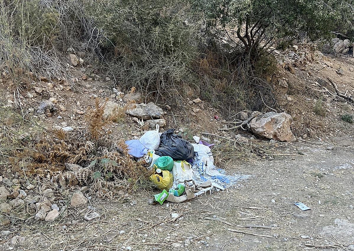 Imagen secundaria 1 - Images of rubbish and graffiti at the Barranco de Maro cove.