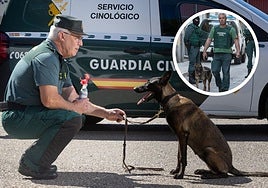 Juan de Dios and Sally, who he is training. In the small picture, the officer taking part in a police operation twenty years ago.