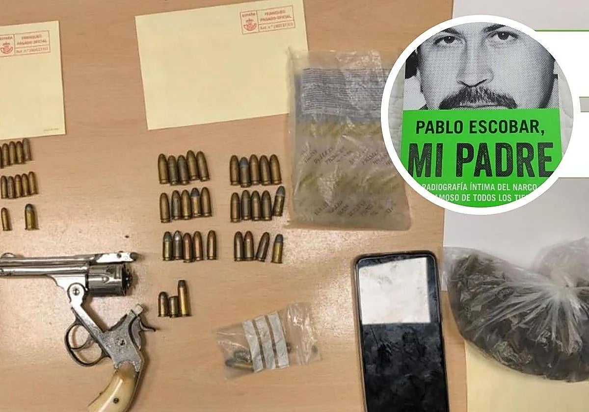 The objects seized from the child. Inset, a copy of the book he was carrying.