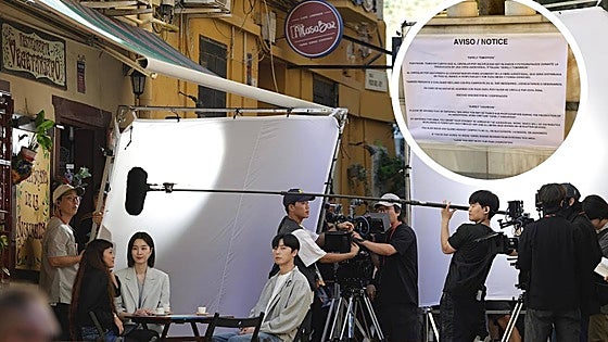 Production crew filming Korean drama series on the Costa del Sol issues curious warning to members of the public
