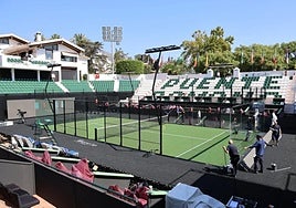 Preparations under way at Puente Romano tennis club.
